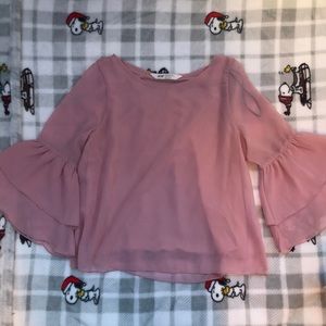 H&M girls blush ruffle shirt
